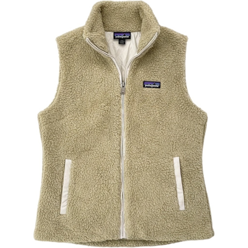 Patagonia Los Gatos Fleece Vest Womens Medium Tan Beige Sherpa Full Zip 25216